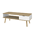 Bestar Procyon Coffee Table, 16-5/8"H x 47-1/4"W x 19-3/4"D, Modern Oak/UV White