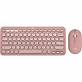 Logitech Pebble 2 Combo Wireless Keyboard and Mouse - USB Type A Wireless Bluetooth Keyboard - Tonal Rose - USB Type A Wireless Bluetooth Mouse - Optical - 4000 dpi - 3 Button - Scroll Wheel - Tonal Rose - AA, AAA - Compatible with Chromebook for PC, Mac