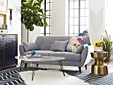Elle Décor Amelie Mid-Century Modern Loveseat, Light Gray/Chestnut 1 thumbnail image