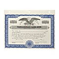 Custom Corporate Stock Certificates, 3-Hole Punched, Blue, Pack Of 20 Certificates 1 thumbnail image