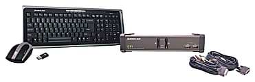 IOGEAR 2 Port DVI KVMP with cables and wireless keyboard / mouse combo