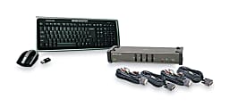 IOGEAR GCS1104 - KVM / audio / USB switch - 4 x KVM / audio / USB - 1 local user - desktop - with IOGEAR Wireless KB/Laser Mouse combo