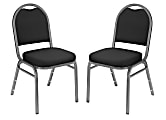 National Public Seating 9200 Series: Dome-Back  Premium Fabric Upholstered Banquet Stack Chair, Ebony Black Seat/Silvervein Frame, Set Of 2