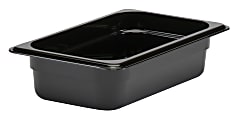 Cambro Camwear GN 1/4 Size 2" Food Pans, 2”H x 6-3/8”W x 10-1/2”D, Black, Set Of 6 Pans