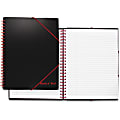 Black n' Red Twinwire Filing Notebook - Twin Wirebound - Ruled9.9"12.3" - High White Paper - Lightweight, Portable, Micro Perforated, Punched, Resist Bleed-through, Elastic Strap - 1 Each