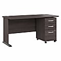 Bush® Business Furniture Studio A 60"W Computer Desk With 3-Drawer Mobile File Cabinet, Storm Gray, Standard Delivery