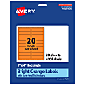 Avery® Printable Labels With Sure Feed® Technology, 94202-BOP20, Rectangle, 1" x 4", Matte Bright Orange, Pack of 400 1 thumbnail image