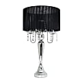 Elegant Designs Romantic Crystal-Drop Table Lamp, 27"H, Black Shade/Chrome Base 1 thumbnail image