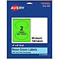 Avery® Print-To-The-Edge Labels With Sure Feed® Technology, 94057-NGP80, Oval, 4" x 6", Matte Neon Green, Pack of 160 1 thumbnail image