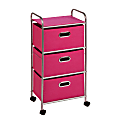 Honey-can-do CRT-02348 3-Drawer Rolling Fabric Cart, Pink - 3 Drawer - 11.5" Length x 16.1" Width x 35.5" Height - Pink