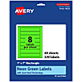 Avery® Print-To-The-Edge Labels With Sure Feed® Technology, 94225-NGP40, Rectangle, 1" x 7", Matte Neon Green, Pack of 320 1 thumbnail image