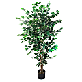 Pure Garden 60"H PVC Ficus Artificial Tree With Pot, 60"H x 20"W x 20"D, Black/Green