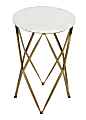 Coast to Coast Audrey Accent/End Table, 24"H x 16"W x 16"D, Tulle White/Brassy