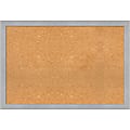 Amanti Art Cork Bulletin Board, 39" x 27", Natural, Vista Brushed Nickel Polystyrene Frame