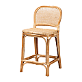 bali & pari Adrena Rattan Counter Stool With Back, Natural Brown