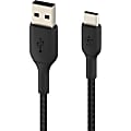 Belkin BoostCharge Braided USB-C to USB-A Cable (2 meter / 6.6 foot, Black) - 6.6 ft USB/USB-C Data Transfer Cable for Smartphone, Power Bank - First End: 1 x USB Type C - Male - Second End: 1 x USB Type A - Male - Black