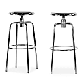 Glamour Home Ayala Chrome Bar Stools, Silver, Set Of 2 Stools