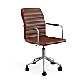 Martha Stewart Taytum Upholstered Office Chair, Saddle Brown Faux Leather/Polished Nickel Frame 1 thumbnail image