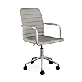 Martha Stewart Taytum Upholstered Office Chair, Gray Faux Leather/Polished Nickel Frame 1 thumbnail image