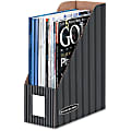 Bankers Box® Magazine Files, Letter-Size, 12" x 4 1/4" x 9 5/8", 60% Recycled, Black/Gray Pinstripe, Pack Of 6