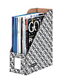 Bankers Box® Magazine Files, Letter Size, 12" x 4 1/4" x 9 5/8", 60% Recycled, Black/White Brocade, Pack Of 6
