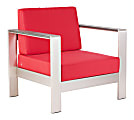 Zuo® Outdoor Cosmopolitan Guest Armchair, 24 3/5"H x 31 9/10"W x 27 3/5"D, Red/Aluminum