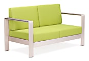 Zuo® Outdoor Cosmopolitan Guest Sofa, 27 3/5"H x 56 7/10"W x 27"D, Green/Aluminum