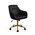 Martha Stewart Rayna Faux Leather Upholstered Office Chair, Black Faux Leather/Polished Brass Frame 1 thumbnail image