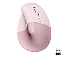 Logitech Lift Vertical Ergonomic Mouse, Wireless, Bluetooth or Logi Bolt USB receiver, Quiet clicks, 4 buttons, Rose - 910006472 1 thumbnail image