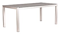 Zuo® Outdoor Metropolitan Teakwood And Aluminum Table, Silver/Natural Brown