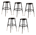National Public Seating 6400H-10 Adjustable-Height Stools, 19"H, Black, Set Of 5 Stools