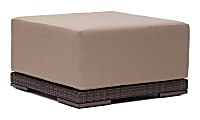 Zuo® Outdoor Park Island Guest Seating, Ottoman, 15 2/5"H x 30 1/2"W x 30 1/2"D, Brown
