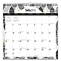 2023-2024 Plato 18-Month Monthly Office Wall Calendar, 12" x 12", Ebony and Ivory, July To December