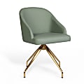 Martha Stewart Sora Faux Leather Stationary Office Chair, Sage Faux Leather/Polished Brass Frame 1 thumbnail image