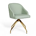 Martha Stewart Sora Faux Leather Stationary Office Chair, Sage Faux Leather/Polished Brass Frame 1 thumbnail image