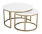 Coast to Coast Eve Nesting Tables, 19"H x 30"W x 30"D, Kayla White/Gold, Set Of 2 Tables 1 thumbnail image