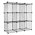 Mount-It! Work-It 9-Cube Wire Modular Storage Organizer, 14"H x 14"W x 14"D, Black