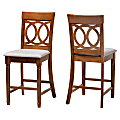 Baxton Studio Violet Counter Stools, Gray/Walnut, Set Of 2 Stools