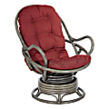 Office Star Tahiti Rattan Swivel Rocker Accent Chair, Red/Gray