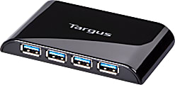 Targus® 4-Port USB 3.0 SuperSpeed™ Hub, 1.3"H x 3.3"W x 0.5"D