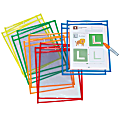 Pacon® Dry-Erase Pockets, 10" x 13-1/2", Assorted/Clear, Pack Of 10 Pockets