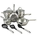 Oster Ridgewell 13-Piece Cookware Set, Silver