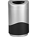 Safco Open Top Receptacle - 30 gal Capacity - Oval - Powder Coated - 33.3" Height x 20" Width x 20" Depth - Steel, Vinyl - Silver, Black - 1 Each