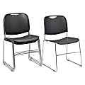 National Public Seating 8500 Ultra-Compact Plastic Stack Chairs, Gunmetal/Chrome, Set Of 4 Chairs