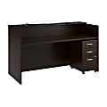 Bush Business Furniture Arrive 72"W Reception Desk with Counter and Mobile File Cabinet, Mocha Cherry, Standard Delivery 1 thumbnail image