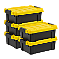 Iris Remington Heavy Duty Store-It-All Tote, 14 Qt, Black/Yellow, Pack Of 5 Totes 1 thumbnail image
