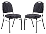 National Public Seating 9200 Series: Dome-Back Premium Fabric Upholstered Banquet Stack Chair, Diamond Navy Seat/Silvervein Frame, Set of 2