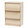 IRIS 33"H 3-Tier-Shelf With Pocket Doors, Light Brown 1 thumbnail image