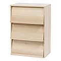 IRIS 33"H 3-Tier-Shelf With Pocket Doors, Light Brown