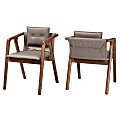 Baxton Studio Marcena Dining Chairs, Gray/Walnut Brown, Set Of 2 Chairs